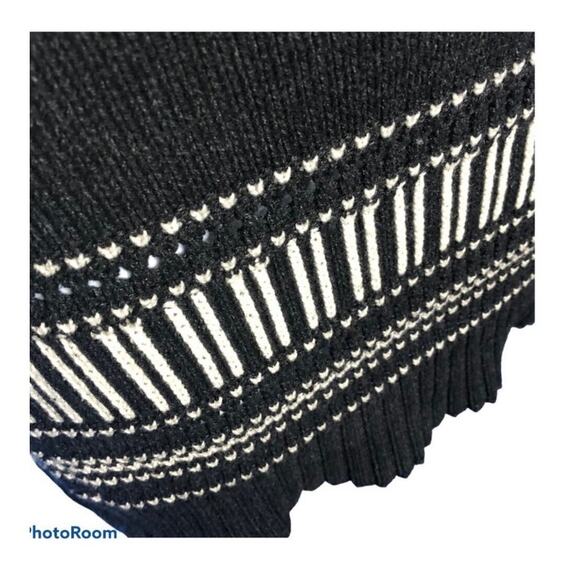Roxy Dark Gray & White Open Knit Sweater Dress Scoop Neck XS - Picture 8 of 16